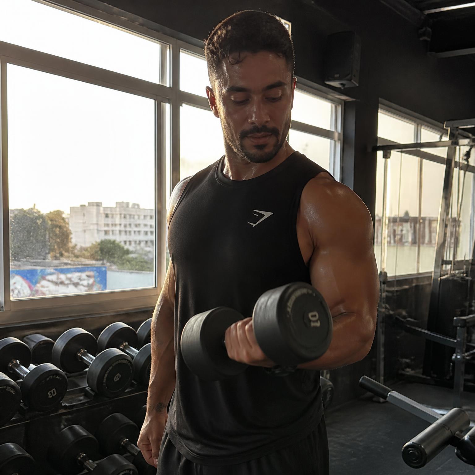 Personal trainer treinando em academia real